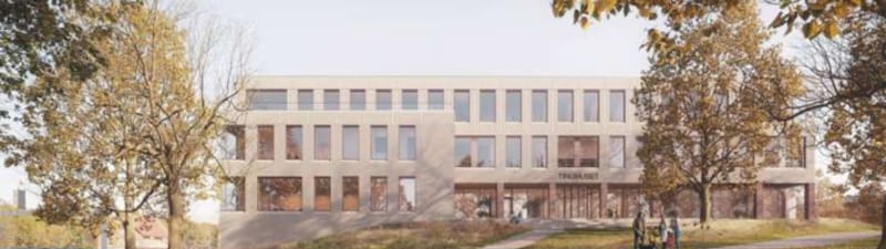Invitasjon fra Vestfold tingrett til advokater i Vestfold krets - nytt tinghus i Tønsberg med bildet av den nye tingretten